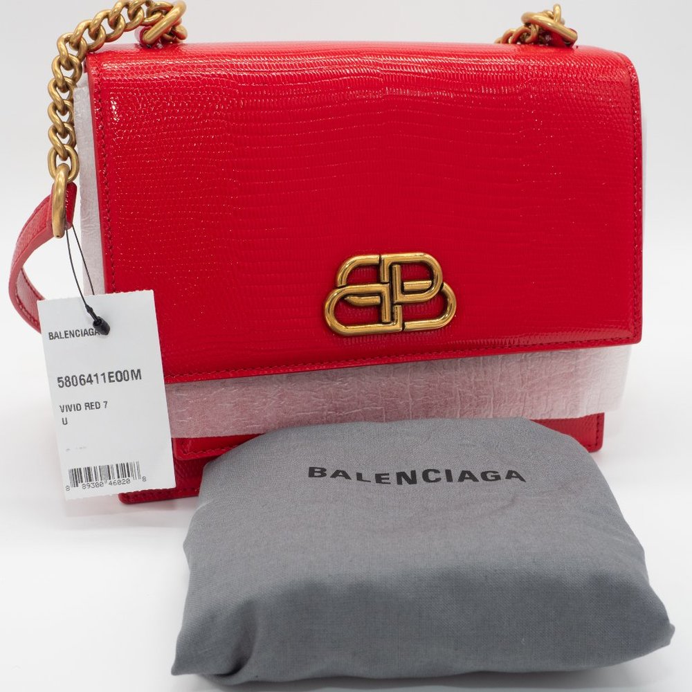 Balenciaga Sharp SM Lizard-Embossed Bag NWT